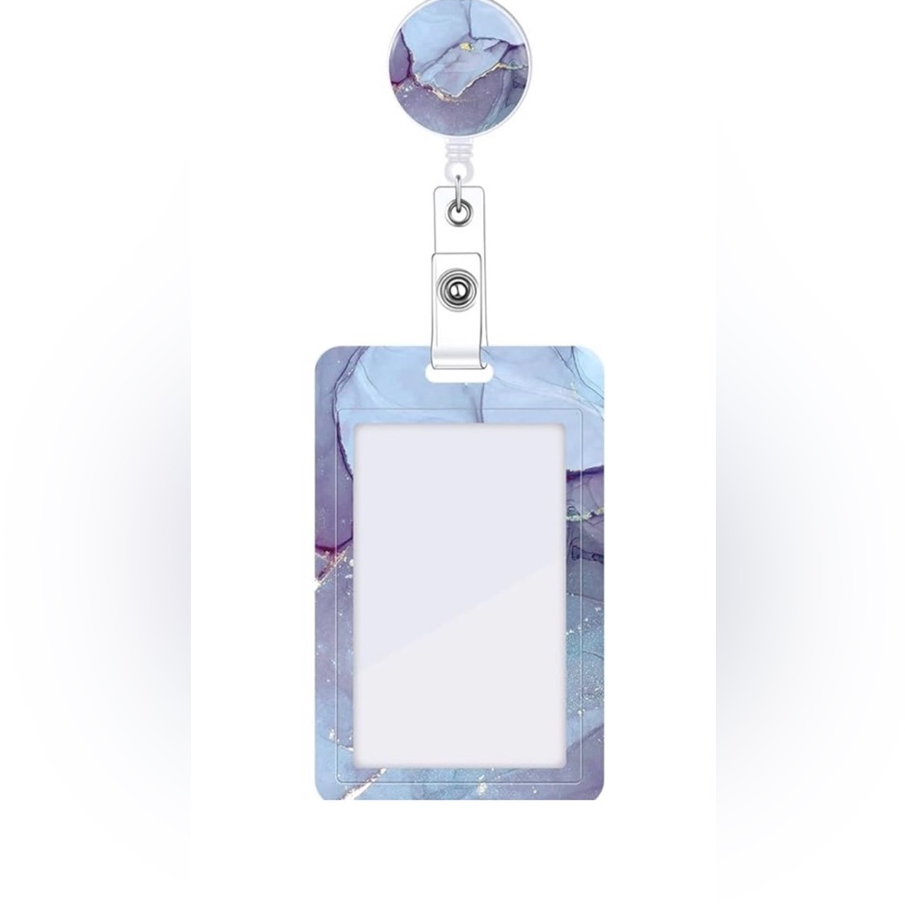 Purple Marble Retractable Heavy Duty Badge Holder with Clip